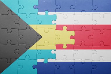 Kosta Rika ve Bahamalar ulusal bayrak ile bulmaca