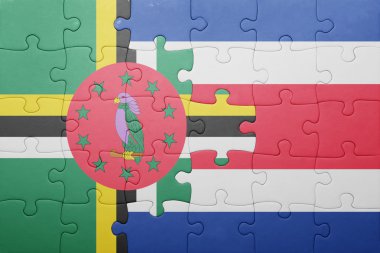 Kosta Rika ve Dominika ulusal bayrak ile bulmaca