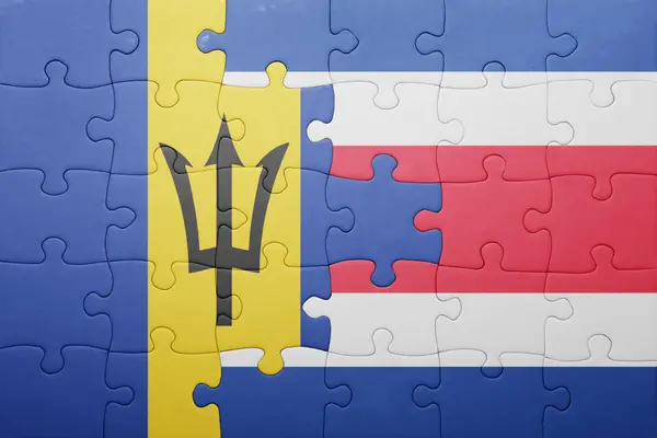 Kosta Rika ve barbados bayrağı ile bulmaca — Stok fotoğraf