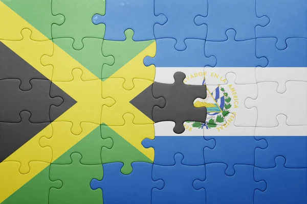 Rompecabezas con la bandera nacional del salvador y jamaica — Foto de Stock