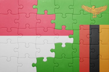 Zambiya ve Endonezya ulusal bayrak ile bulmaca