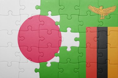 Zambiya ve Japonya Ulusal bayrak ile bulmaca