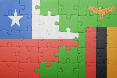 Zambiya ve Şili ulusal bayrak ile bulmaca
