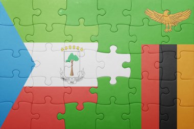 Zambiya ve Ekvator Ginesi ulusal bayrak ile bulmaca