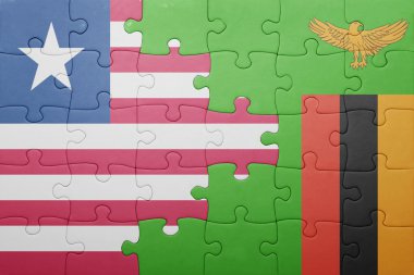 Zambiya ve Liberya ulusal bayrak ile bulmaca