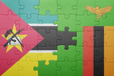 Mozambik ve Zambiya bayrağı ile bulmaca