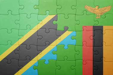Zambiya ve Tanzanya bölgeleri ulusal bayrak ile bulmaca
