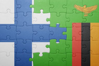 Zambiya ve Finlandiya ulusal bayrak ile bulmaca