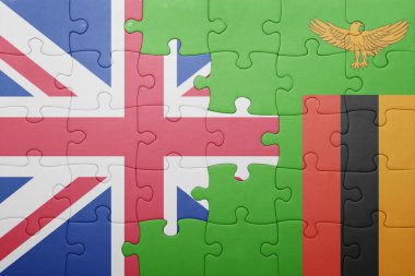 Zambiya ve Büyük Britanya ulusal bayrak ile bulmaca