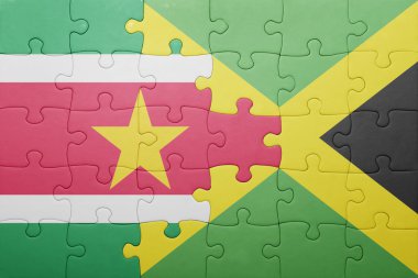 Jamaika ve Surinam ulusal bayrak ile bulmaca
