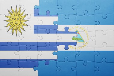 Nikaragua ve uruguay ulusal bayrak ile bulmaca