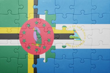 Nikaragua ve Dominika ulusal bayrak ile bulmaca
