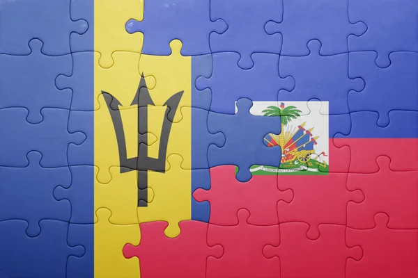 Haiti ve barbados bayrağı ile bulmaca — Stok fotoğraf