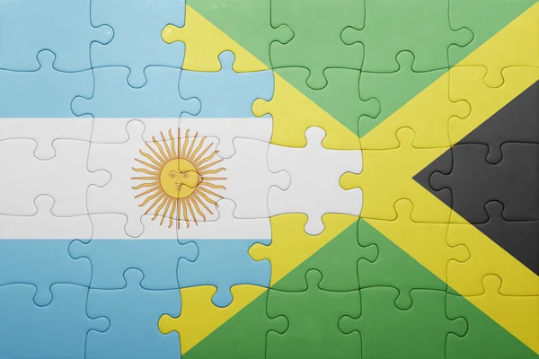 Puzzle z Jamajki i Argentyny flagi narodowej — Zdjęcie stockowe