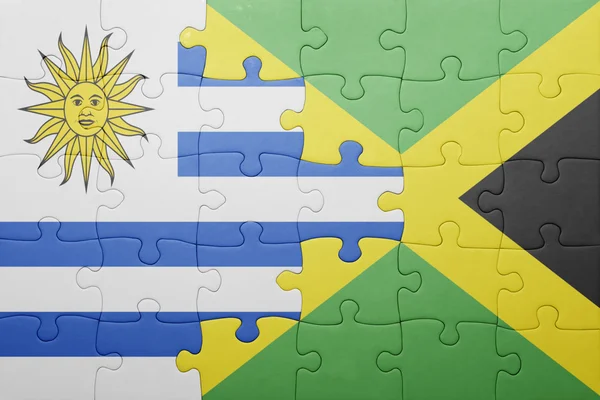 Puzzle with the national flag of jamaica and uruguay — Stock Photo, Image