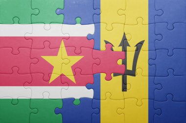 barbados ve Surinam ulusal bayrak ile bulmaca