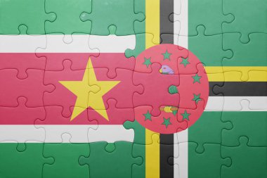 Dominika ve Surinam ulusal bayrak ile bulmaca
