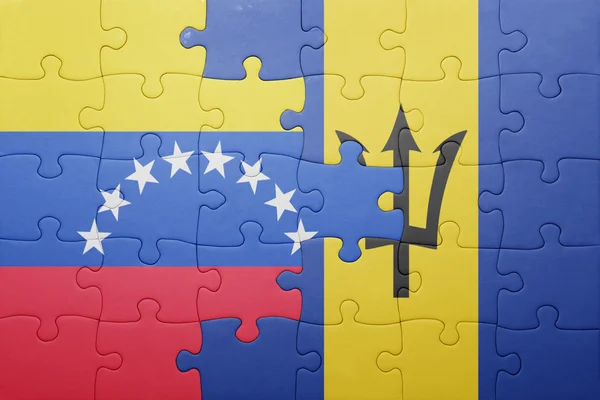 Rompecabezas con la bandera nacional de barbados y venezuela —  Fotos de Stock