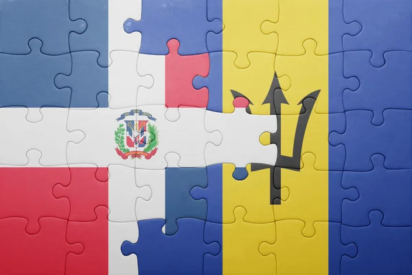 Rompecabezas con la bandera nacional de barbados y República Dominicana — Foto de Stock