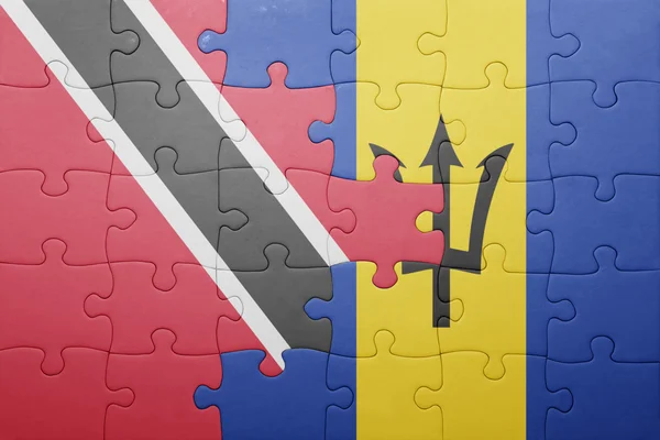 Puzzle avec le drapeau national de la Barbade et Trinidad et tobago — Photo