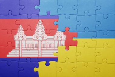 Ukrayna ve Kamboçya Ulusal bayrak ile bulmaca
