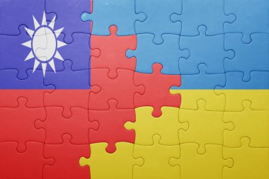 Ukrayna ve Tayvan ulusal bayrak ile bulmaca