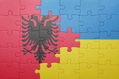 Ukrayna ve Arnavutluk ulusal bayrak ile bulmaca