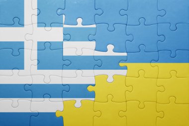Ukrayna ve Yunanistan ulusal bayrak ile bulmaca
