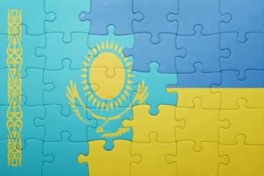 Kazakistan ve Ukrayna ulusal bayrak ile bulmaca