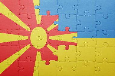 Ukrayna ve Makedonya ulusal bayrak ile bulmaca