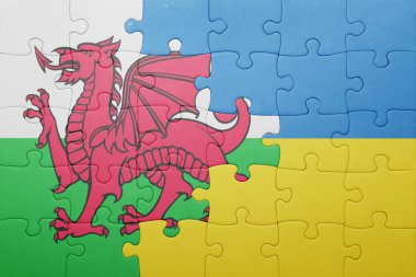 Ukrayna ve Galler Ulusal bayrak ile bulmaca