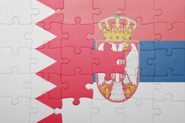 Bahreyn ve Sırbistan ulusal bayrak ile bulmaca. kavramı