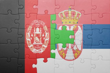 Afganistan ve Sırbistan ulusal bayrak ile bulmaca. kavramı