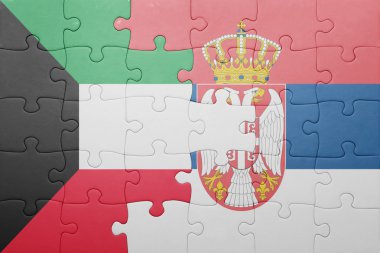 Kuveyt ve Sırbistan ulusal bayrak ile bulmaca. kavramı