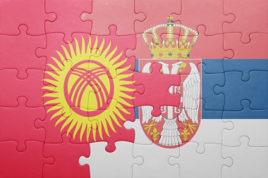 Kırgızistan ve Sırbistan ulusal bayrak ile bulmaca. kavramı