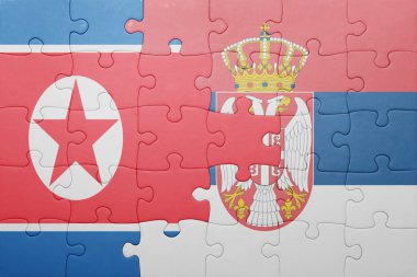 Kuzey Kore ve Sırbistan ulusal bayrak ile bulmaca. kavramı