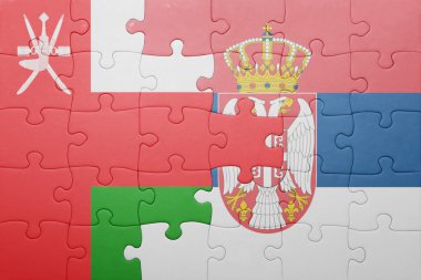 Umman ve Sırbistan ulusal bayrak ile bulmaca. kavramı