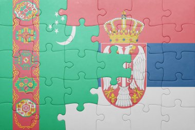 Türkmenistan ve Sırbistan ulusal bayrak ile bulmaca. kavramı