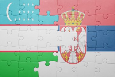 Özbekistan ve Sırbistan ulusal bayrak ile bulmaca. kavramı