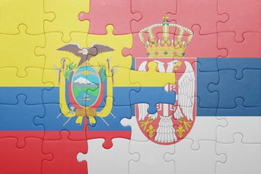 Ekvador ve Sırbistan ulusal bayrak ile bulmaca. kavramı