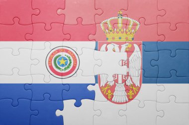 paraguay ve Sırbistan ulusal bayrak ile bulmaca. kavramı