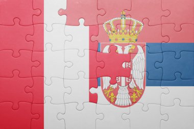 peru ve Sırbistan ulusal bayrak ile bulmaca. kavramı