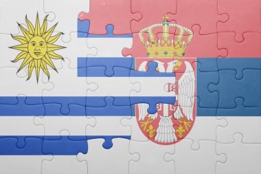 uruguay ve Sırbistan ulusal bayrak ile bulmaca. kavramı