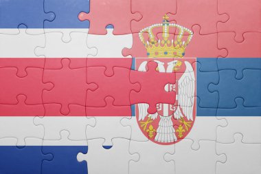 Kosta Rika ve Sırbistan ulusal bayrak ile bulmaca. kavramı
