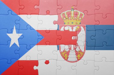 Porto Riko ve Sırbistan ulusal bayrak ile bulmaca. kavramı