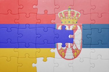 Ermenistan ve Sırbistan ulusal bayrak ile bulmaca. kavramı