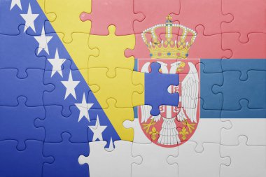 Bosna ve Hersek ve Sırbistan ulusal bayrak ile bulmaca. kavramı