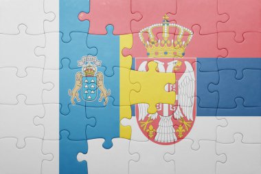 Kanarya Adaları ve Sırbistan ulusal bayrak ile bulmaca. kavramı