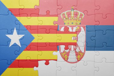 Katalonya ve Sırbistan ulusal bayrak ile bulmaca. kavramı