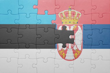 Estonya ve Sırbistan ulusal bayrak ile bulmaca. kavramı